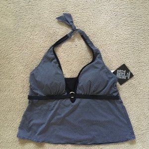 Women's Inches Off Tankini Top Blk/White  22 Plus